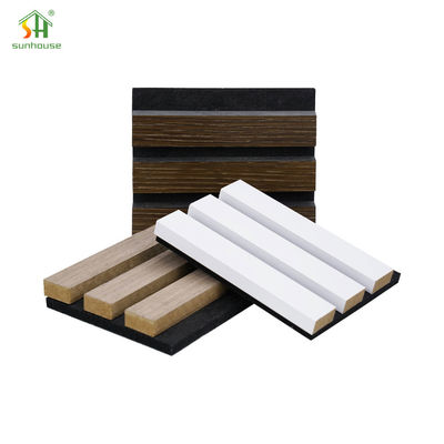 Lightweight Eco Friendly Acoustic Slat Panel With MDF Slats Polyester Foam
