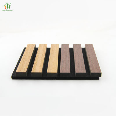 Un buen precio. Panel de pared de lamas de madera acústica de 1220x2440mm, MDF negro, fibra de poliéster en línea