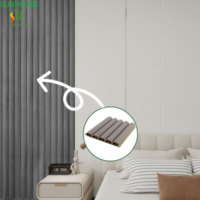 Un buen precio. Grilla de panel de pared WPC de núcleo hueco semicircular 3D para revestimiento de pared comercial de interiores en línea