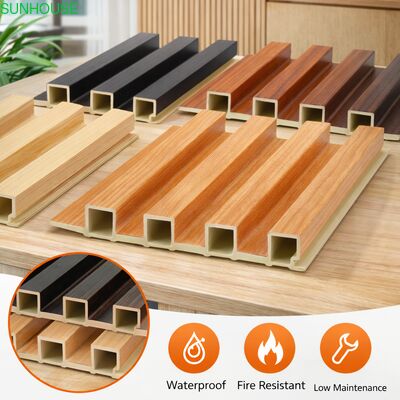 Un buen precio. Panel de pared de WPC con flauta acústica con rejilla de pizarra de madera plástica compuesta con rejilla decorativa y tablero de decoración interior en línea