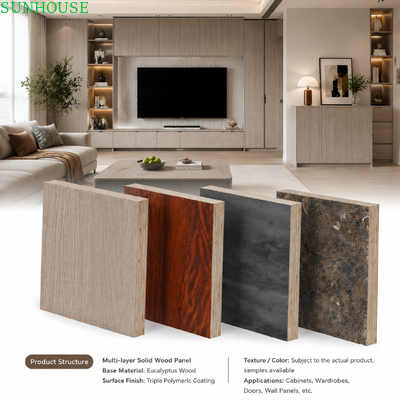 Un buen precio. Superficie de madera contrachapada con cara de melamina acabados brillantes mate con textura y grano de madera en línea