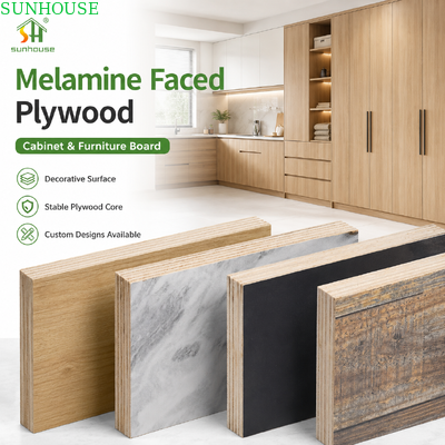 Panel de madera contrachapada decorativa de melamina de bajas emisiones para muebles, armarios, vestidores, carpintería interior y suministro de proyectos