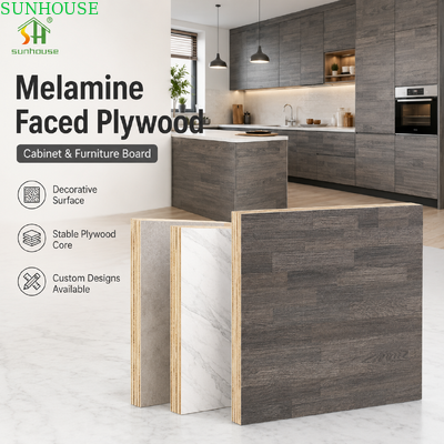 Panel de contrachapado laminado de melamina para gabinetes de cocina, tocadores de baño, armarios y muebles de interior húmedos
