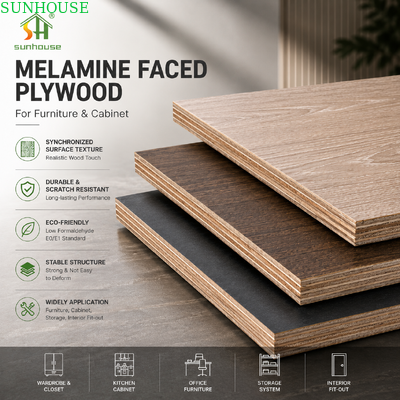 Un buen precio. 18 mm de melamina de madera contrachapada de eucalipto de álamo de madera dura de núcleo de muebles tablero para armarios y armarios en línea