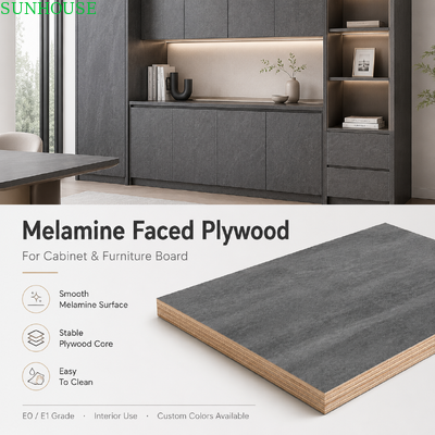 Panel de muebles de corte limpio de madera contrachapada laminada con melamina para la fabricación de gabinetes de perforación, enrutamiento y banda de borde