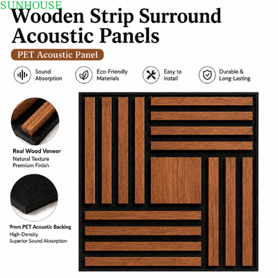Un buen precio. Panel de pared acústico de 9 mm de madera con soporte de fieltro de madera de verdad Veneer de arte decorativo de diseño mayorista en línea